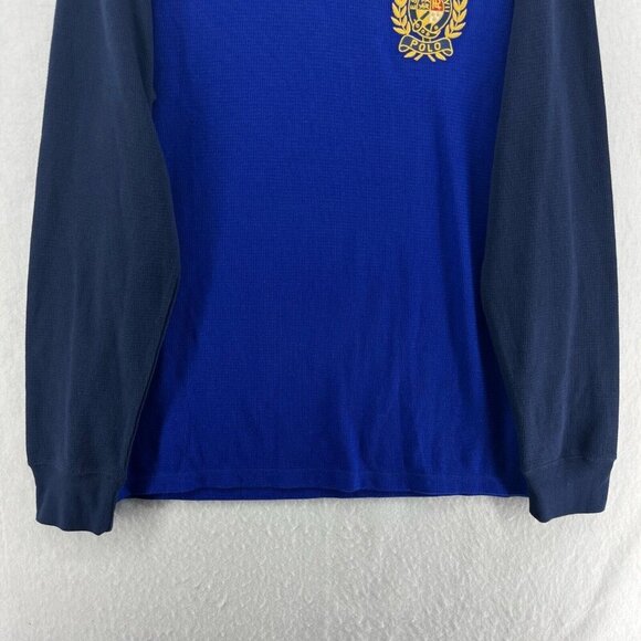 Polo Ralph Lauren Sleepshirt Men's L Blue Navy Colorblock Thermal Waffle Knit - Picture 8 of 13